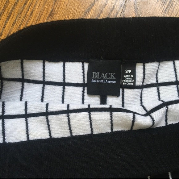 BLACK Saks Fifth Avenue Flare Skirt Womens Small Black White Windowpane - Picture 3 of 4
